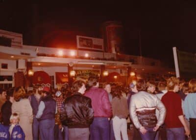 Some of the nearly 3,000 people who came to the Lock, Stock and Barrel for the start of the 1979 Cannonball.